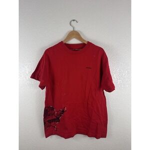 Lord Knows Graphic T-Shirt Red USA Map Crime Scene Art – Size M